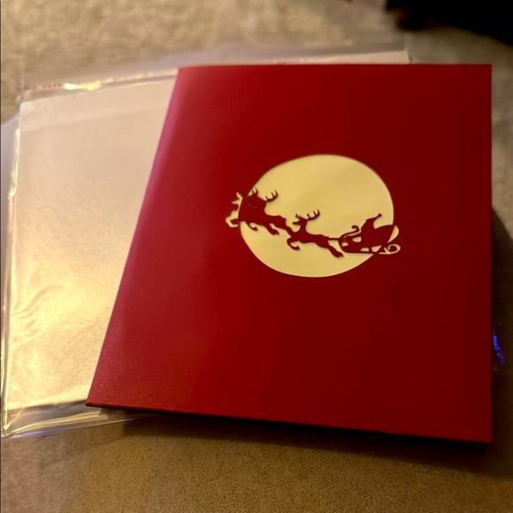 Holiday 3D Christmas Card Sealed New Santa in Sleigh - Picture 1 of 4